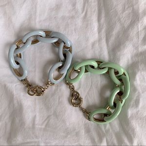 2/$50 Set of enamel chain link pastel bracelets